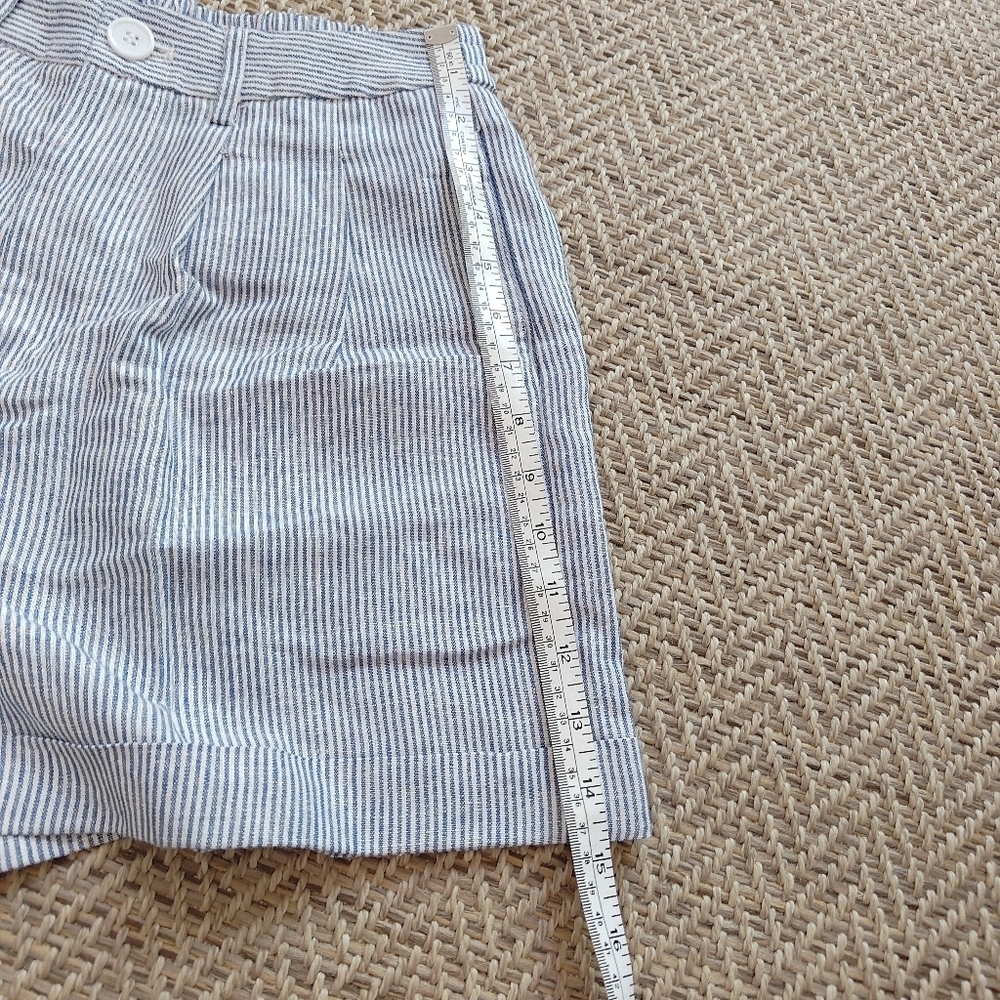 Náti Pinstripe Blue And White Seersucker 100% Linen Shorts Size Small - Picture 9 of 14